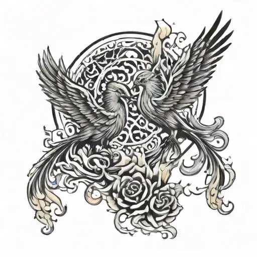 Two Phoenix Rising From The Ashes Forming The Pisces And Scorpio Zodiac