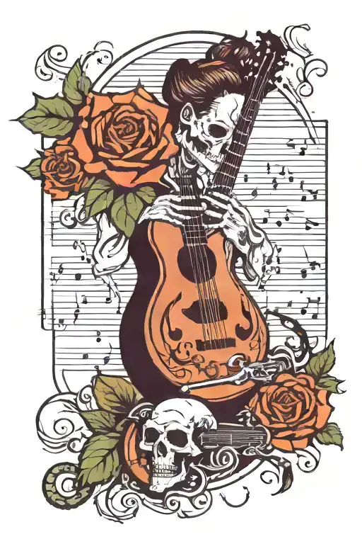 Dead Family Member Reoresented By Musical Notes And A Guitar