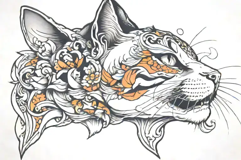 Cat Head From Side View Elegant