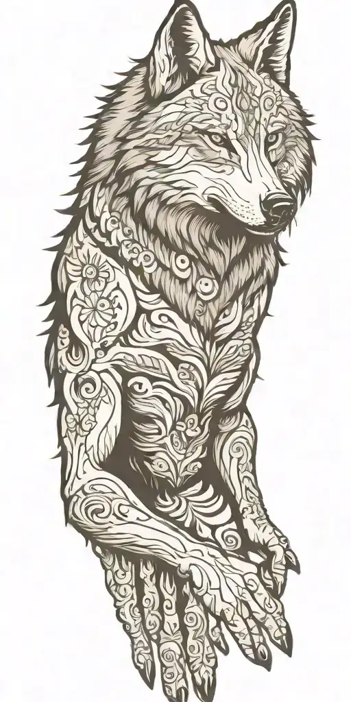 Wolf With Hand Coming Out Of