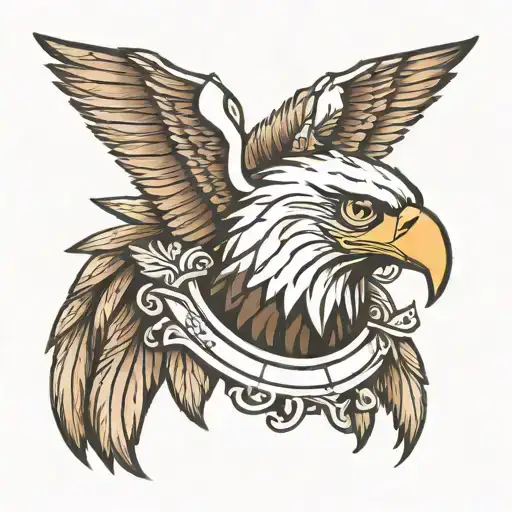 Tattoo On My Shoulder Of An Eagle Wearing A Feather Headrest