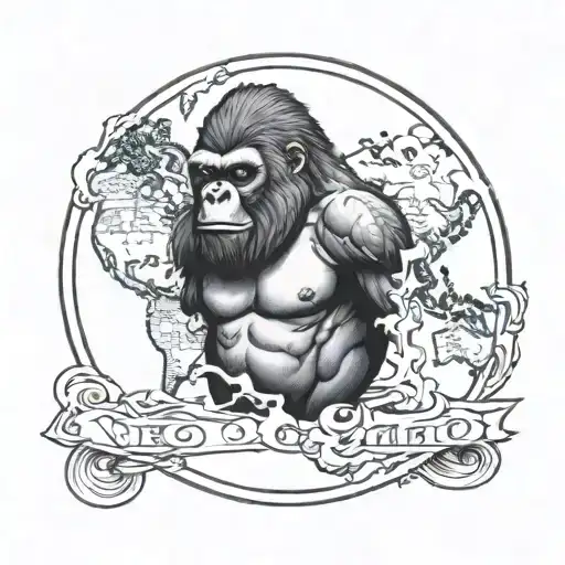 Gorilla Holding World With Face Everything And Rise Text