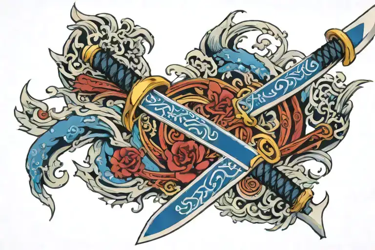 Katana Sword Blue Design Featuring