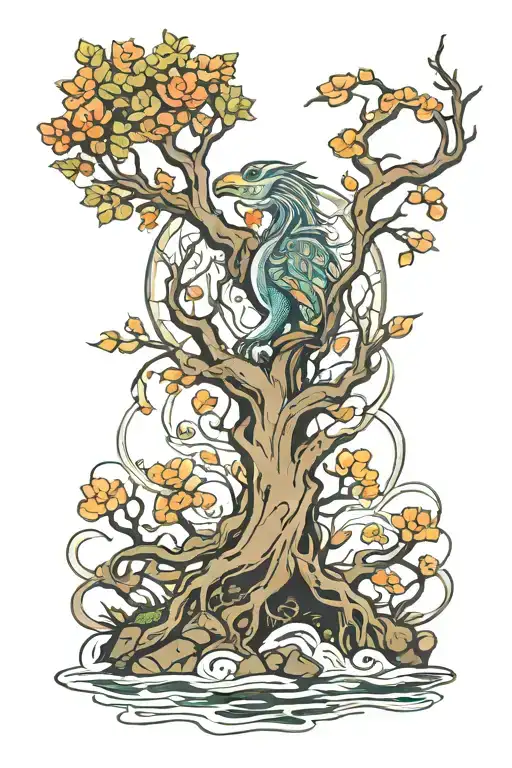 Phynix And The Tree And River Flowing