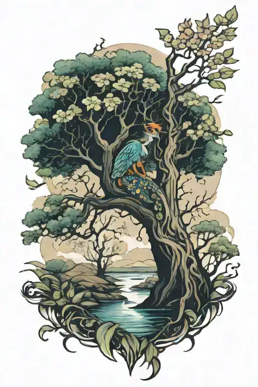 Phynix And The Tree And River Flowing