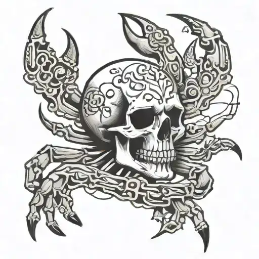 Skull And Crab With Writing Pen