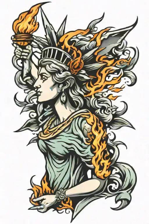 Lady Liberty Fire Flames