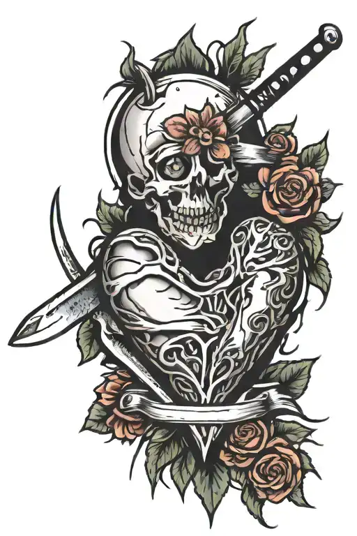 Broken Heart With Knife Piercing