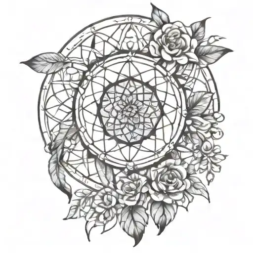 Dream Catcher With Flower Of Life And Metatron Symbol