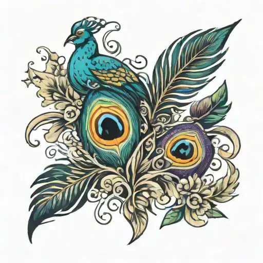 P And Floot With Peacock Feather