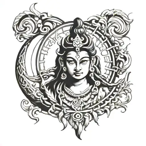 Half Moon With Lord Shiva