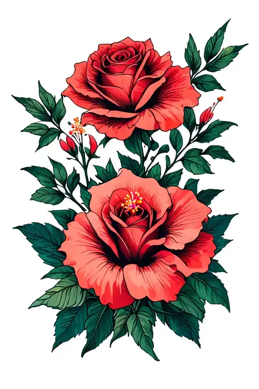 Fine Line Roses Mayflowers Hibiscus