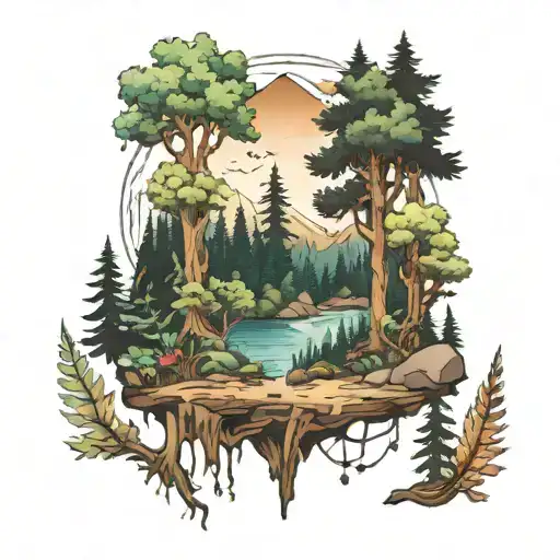 Forest Landscape With A Hidden