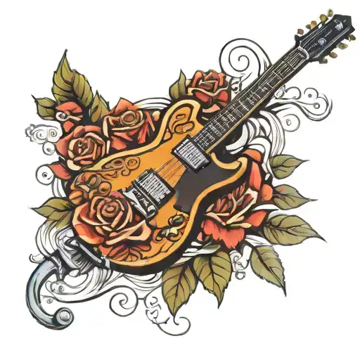 Electric Guitar With Roses