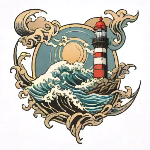Lighthouse With Wave Crashing