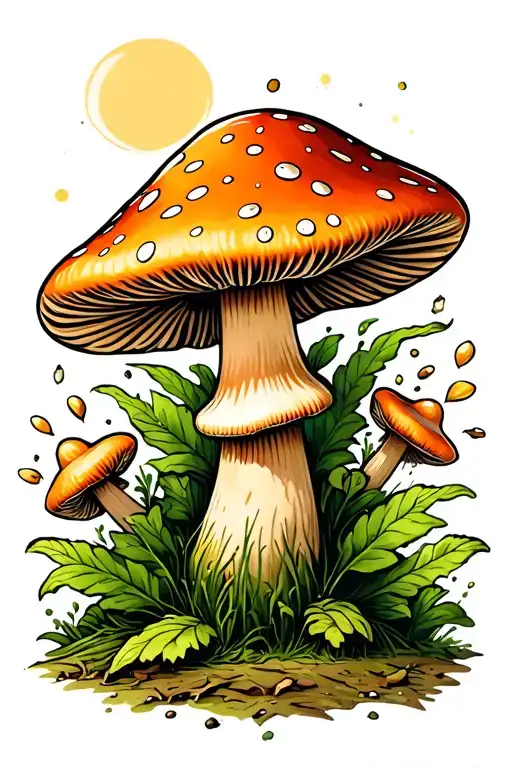 Funny Mushroom Tattoo Design