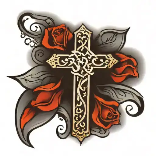 Cross With The Word Grace Written Vertical In Cursive