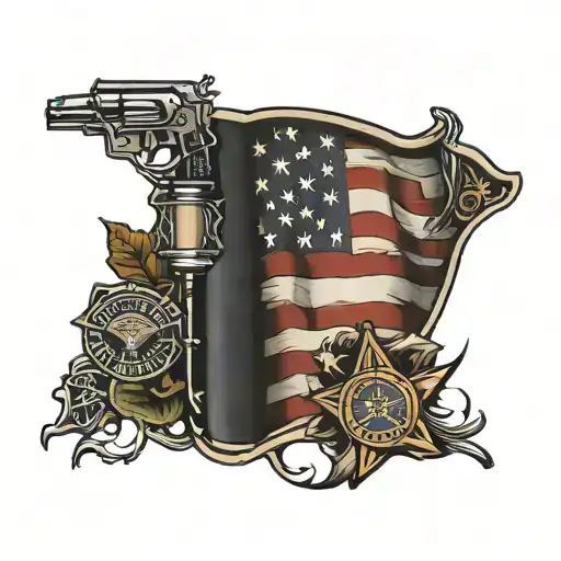 American Flag And Police