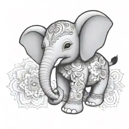 Baby Elephant With Mandala
