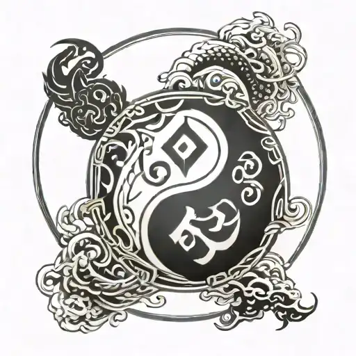 Chinese Symbol Inner Peace Sign Interwined With The Yin Yang Symbol