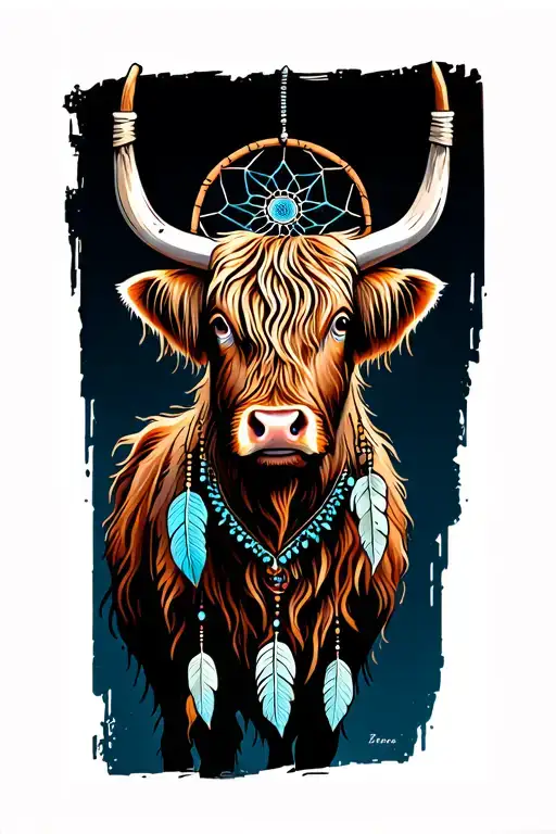 Highland Cow And Dream Catcher