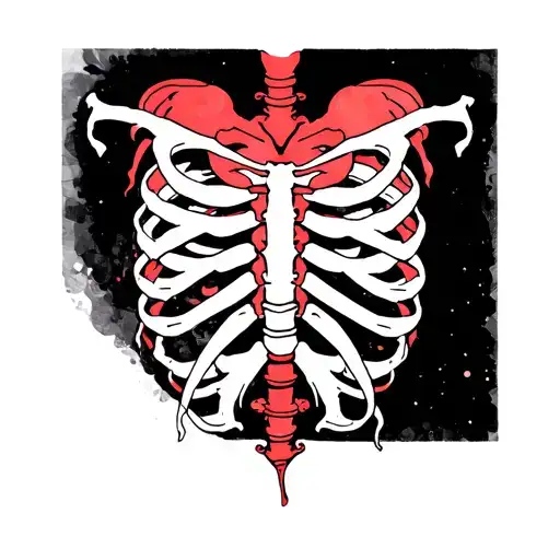 Forever Too Late Ribcage With Half A Heart Shape Inside Of The Ribs