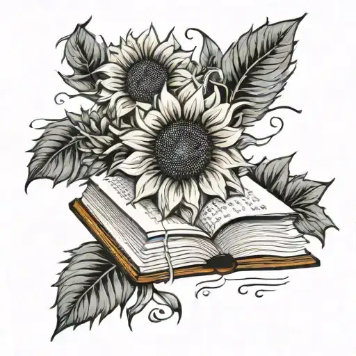 Sunflower And Open Book With Notes