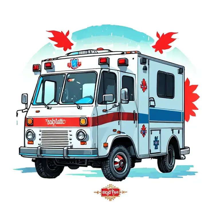 Neo Traditional Of An Ambulance With A Box Truck Body