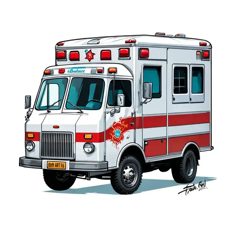 Neo Traditional Of An Ambulance With A Box Truck Body On A Ford Chasis