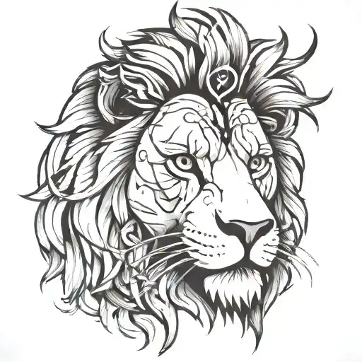 Lion Head With One Eye Cut Off