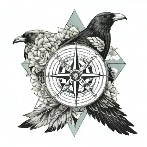 Compass Crow Flowers Geometric Design Incorporating