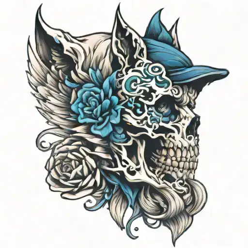 Skull And Wolf Blue Eyes