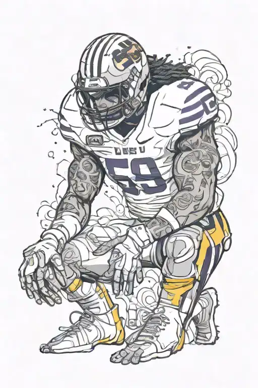 Lsu Football Player Kneeling In Front Of Christ