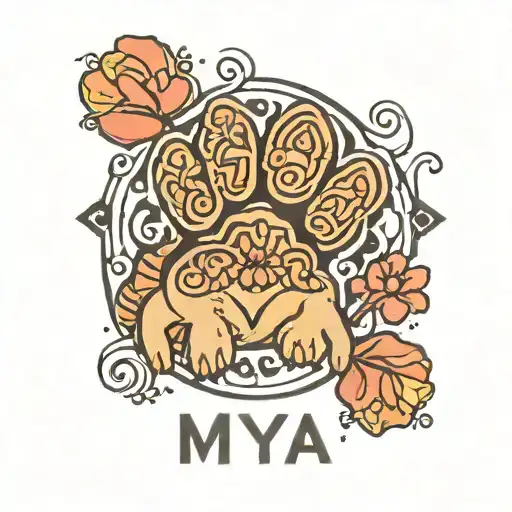 Cat Paw Print With The Word Mya