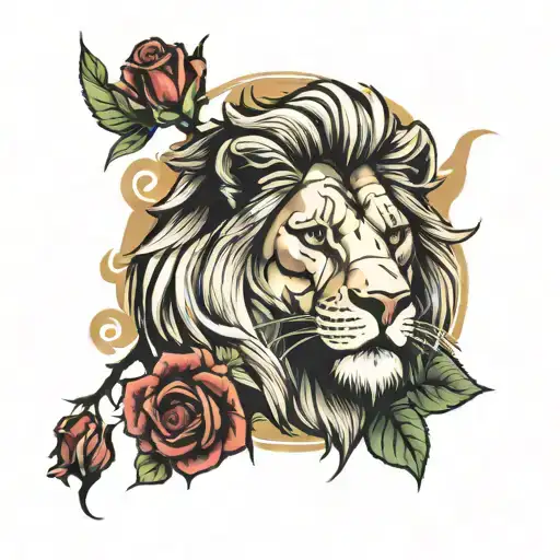 Lion And Roses