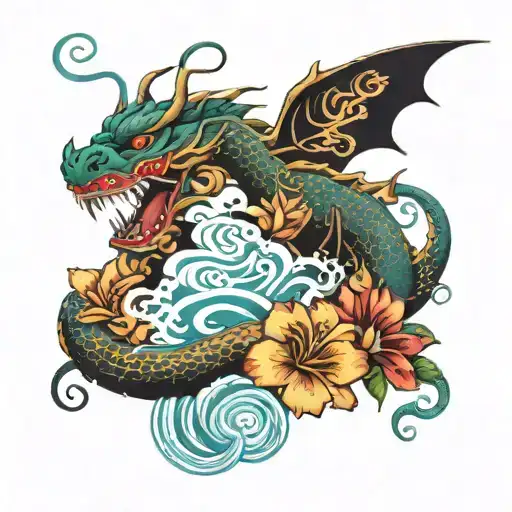 Hanya Dragon Waves Flowers