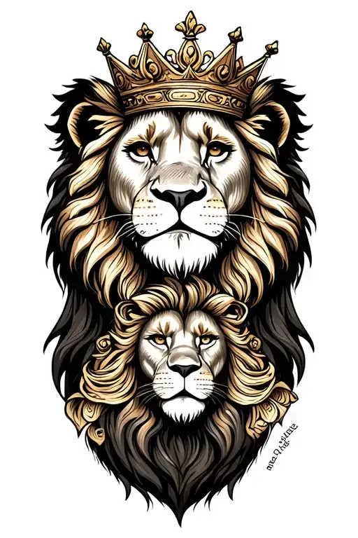 Mom And Son Lion Wearin A Crown And Family Qoute