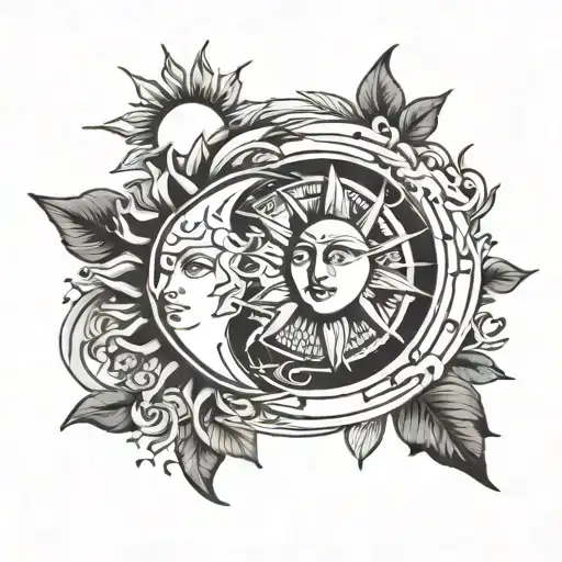 Sun And Moon In A Compas Travel Tattoo Matching Tattoo Line