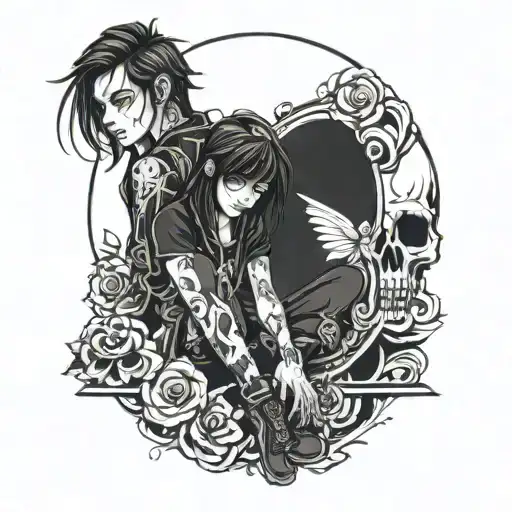 Emo Girl Sitting With Him