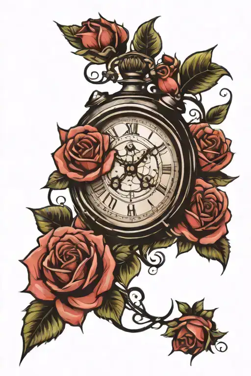 Clock And Roses