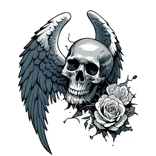 Angel Wing Cracking Open To Reveal A Skull