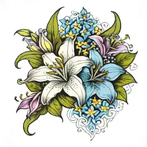 Casablanca Lily And Forget-me-not Flower