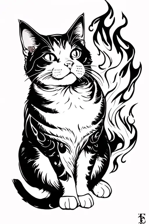 Black And White Cat Breathing Fire