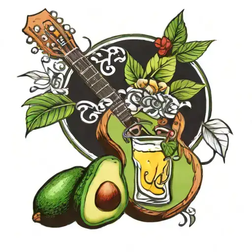 Avocado Margarita And Guitar