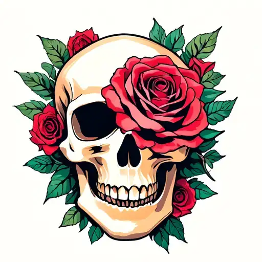 Rose Inside Skull