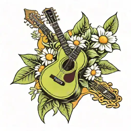 Avocado And Daisy Guitar