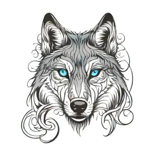 Wolf Face Blue Eyes