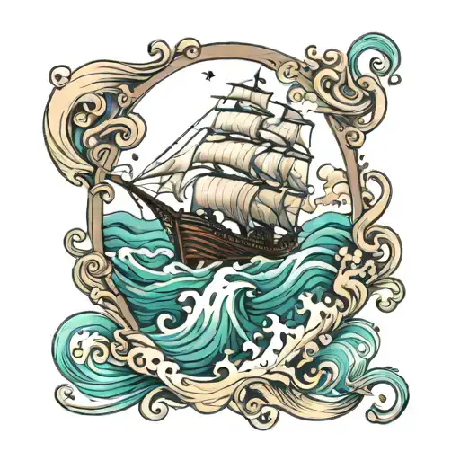 Ocean Waver And Sinking Boat