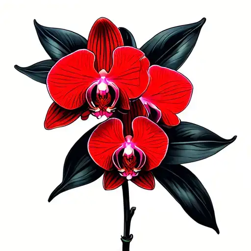 Two Orchids Back To Back One Black And Reds