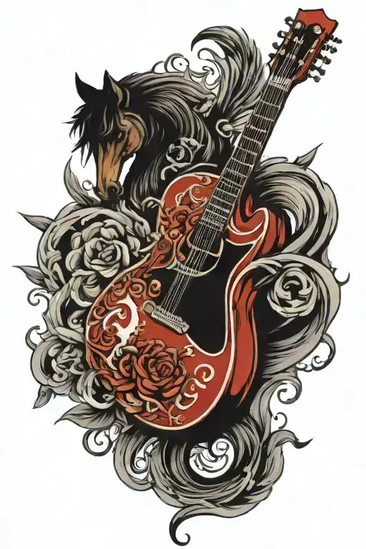 Music Guitar Red Horse